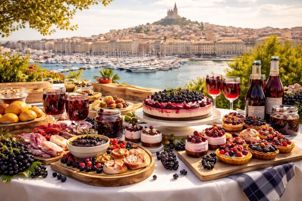 OPTRAITEUR - Table de desserts et vue sur Marseille