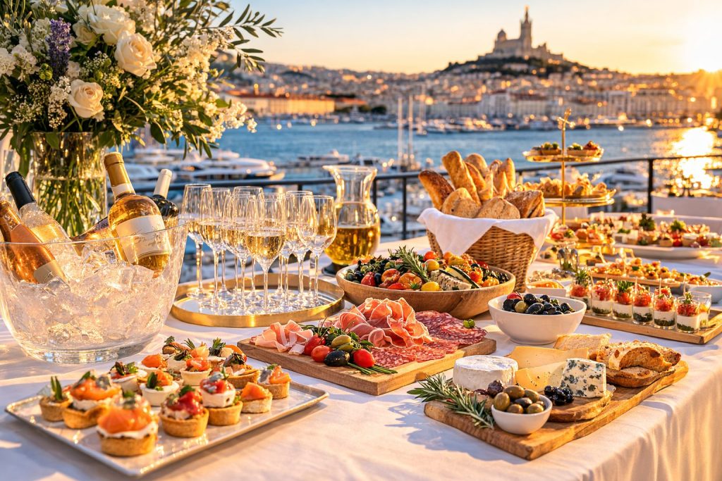 Buffet de réception gastronomique à Marseille avec spécialités Provençales et produits locaux