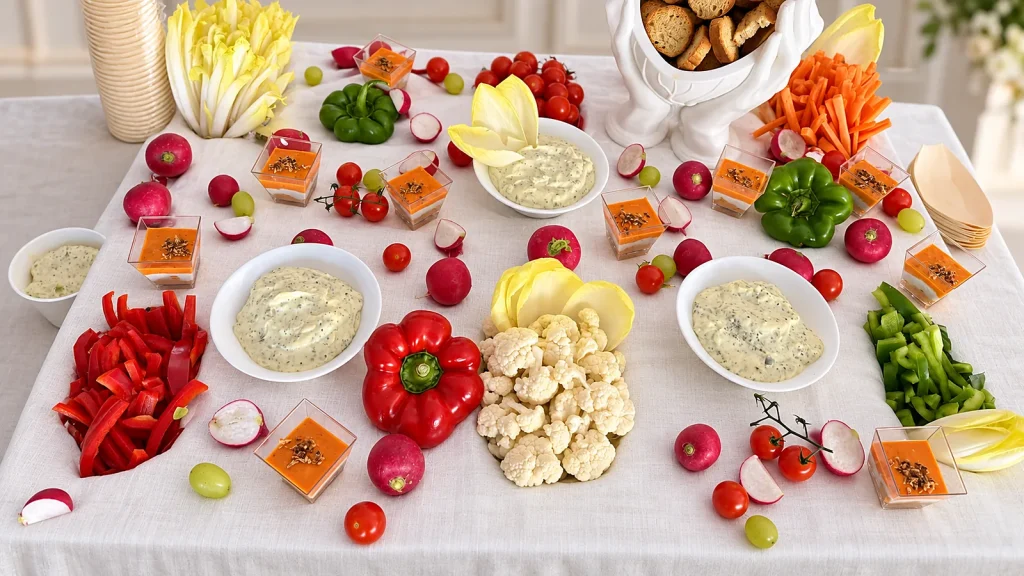 Traiteur vegan et végétarien à Marseille : menus sur mesure 2 Buffet de crudités et légumes frais préparé par OPTraiteur, traiteur en Provence